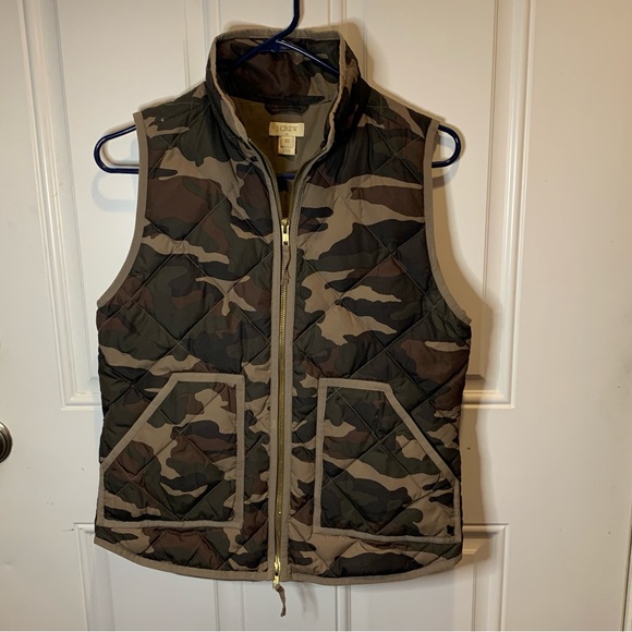 J. Crew Camo Down Quilted Puffer Vest Jacket Sweater Military Camouflage $128.00 - Picture 3 of 12